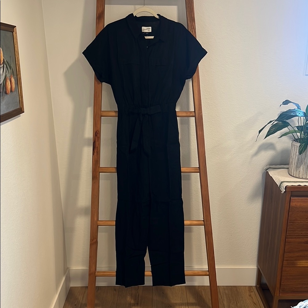 Black Linen Jumpsuit with pockets!